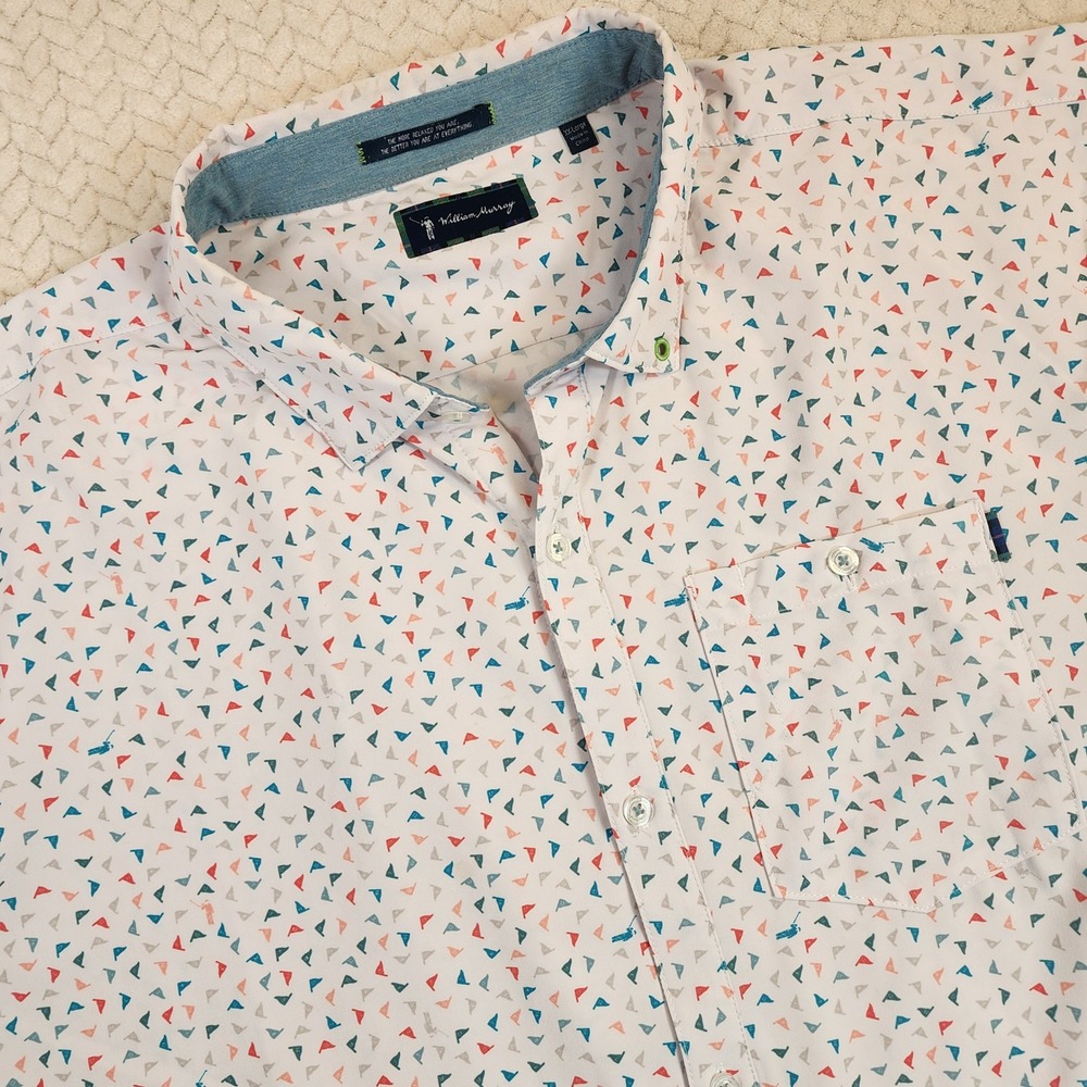 William Murray Mens XX-Large Short Sleeve Button Down Shirt  All Over Golf Flags